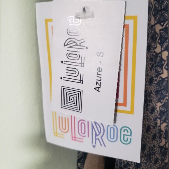 LuLaRoe Azure Skirt Women’s Small Twirl Skirt Blue Tan Stretchy NEW - Picture 3 of 5